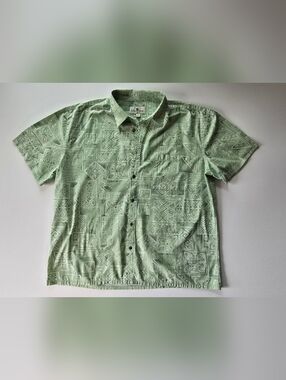 Men's Short-Sleeve Button-Up Shirt in Sage Green Sz XXL